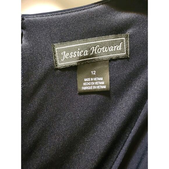 Jessica Howard Navy Blue Women's Wrap Dress Short Sleeve Size 12 Career - Picture 6 of 9